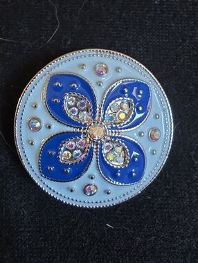 STYLE DOTS Blue Crystal Flower Statement Snap - Women Jewelry